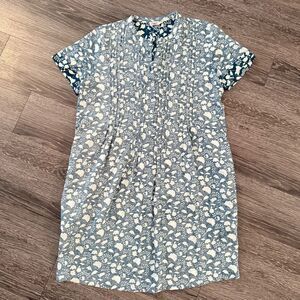 Faherty Isha Gemina Dress Short Sleeve Indigo Echo Floral